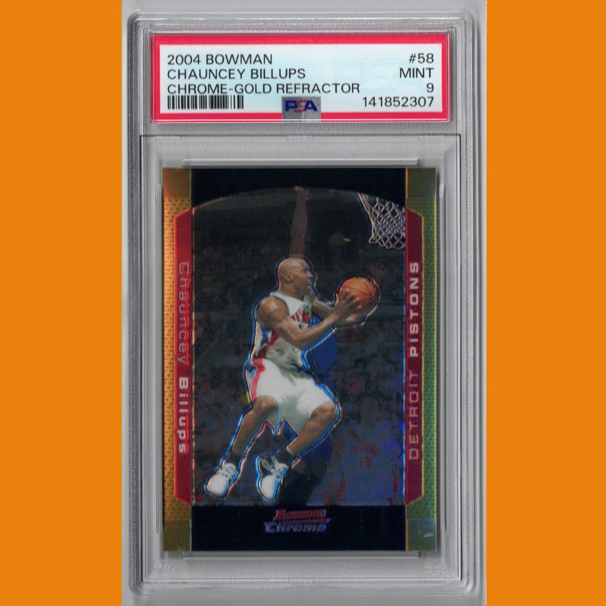 2004 Bowman Chrome Chauncey Billups Gold Refractor #58 PSA 9 — Serial Numbered 49/50