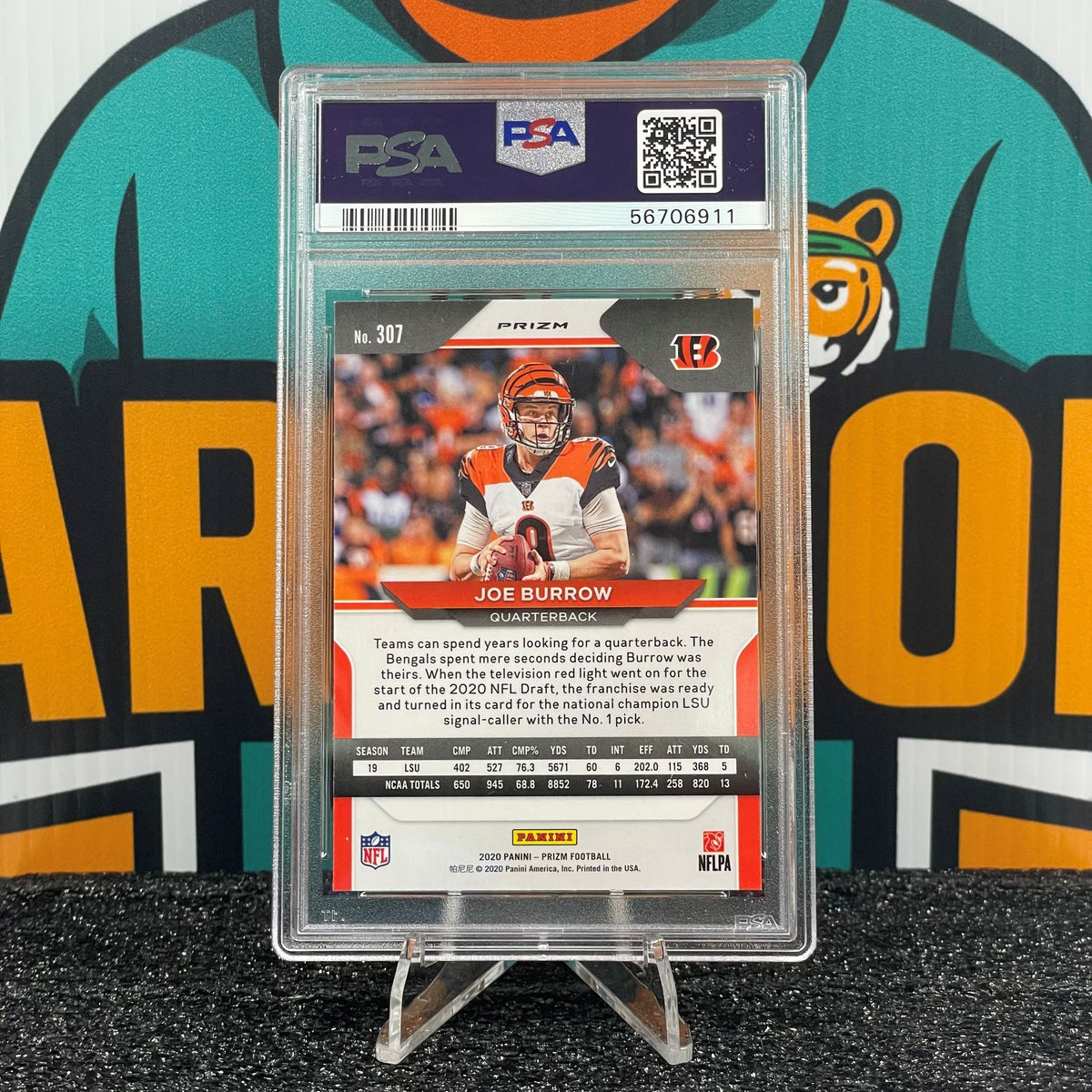 2020 Panini Prizm Joe Burrow Disco Prizm #307 RC PSA 10 Cincinnati Bengals Rookie Card