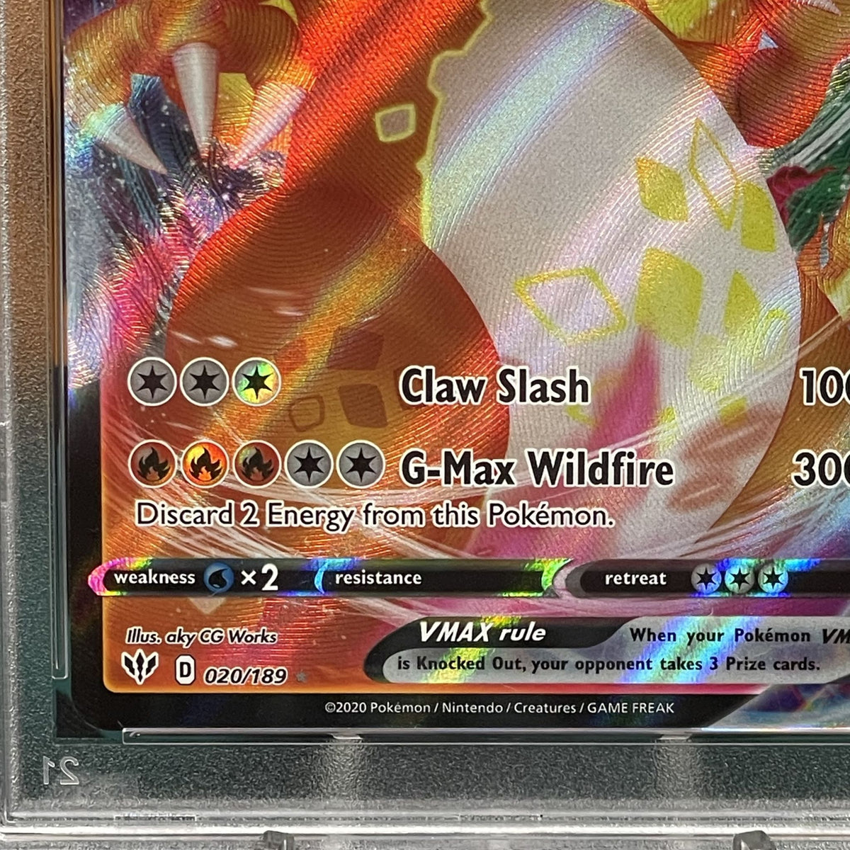2020 Pokémon Sword & Shield Darkness Ablaze FA/Charizard VMAX #020 PSA 10
