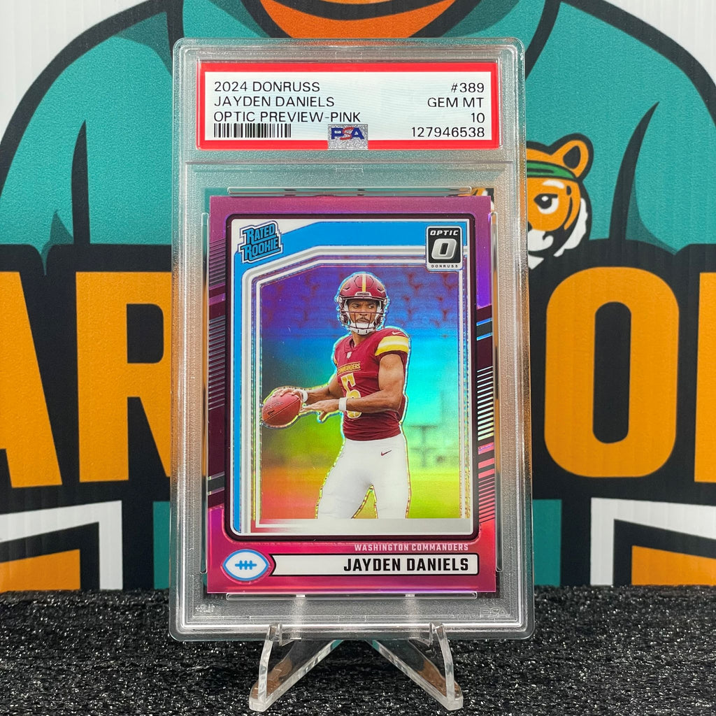 2024 Donruss Jayden Daniels Optic Preview Pink Parallel #389 RC PSA 10 Washington Commanders Rookie Card