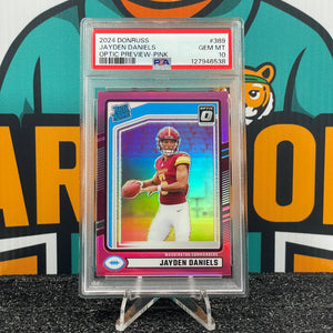 2024 Donruss Jayden Daniels Optic Preview Pink Parallel #389 RC PSA 10 Washington Commanders Rookie Card