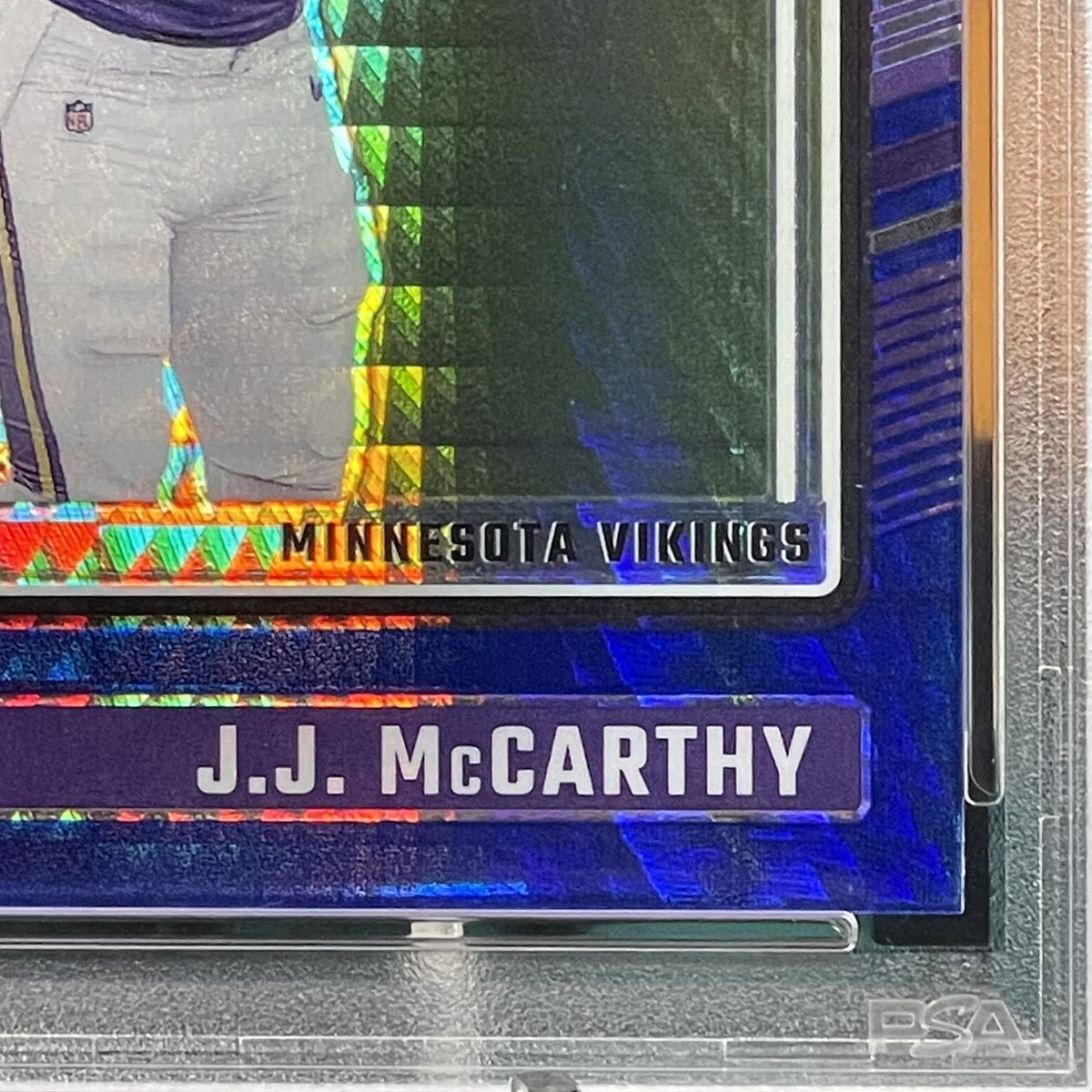2024 Donruss Optic JJ McCarthy Blue Hyper Parallel #235 RC PSA 10 Minnesota Vikings Rookie Card