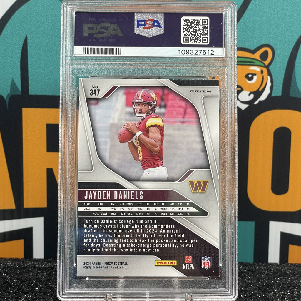 2024 Panini Prizm Jayden Daniels Orange Disco Prizm Parallel #347 RC PSA 10 Washington Commanders Rookie Card