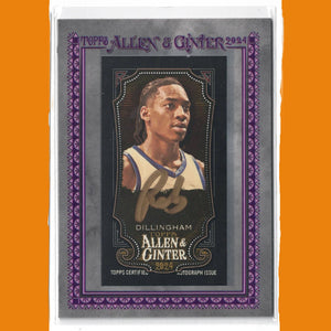 2024 Topps Allen & Ginter X Rob Dillingham RC Mini Silver Frame Gold Ink Auto /5