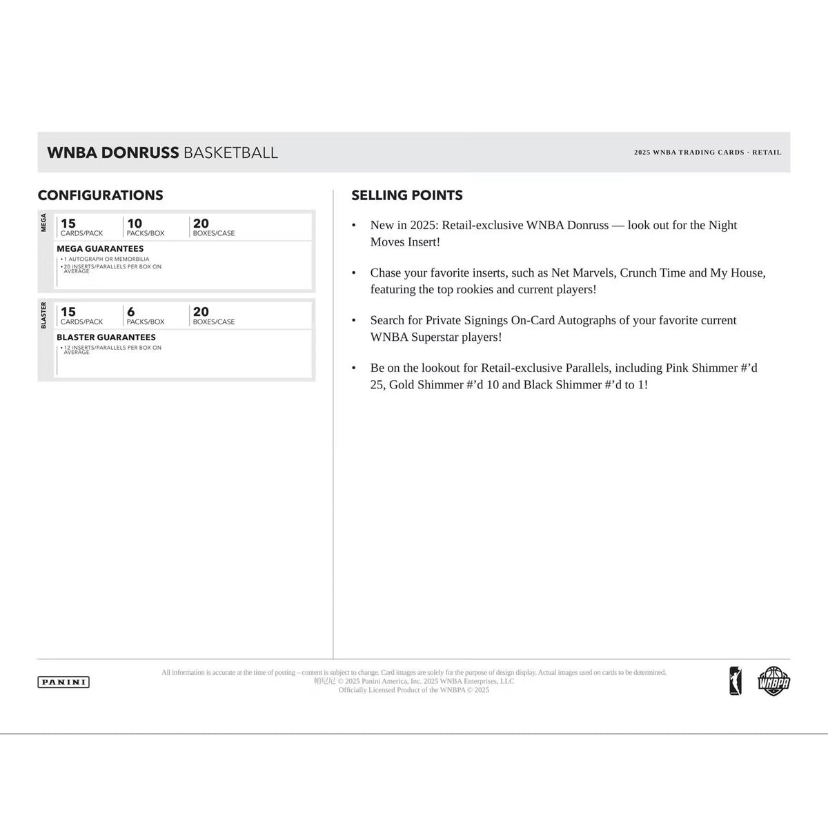2025 Donruss WNBA Basketball Mega Box – Find 1 Autograph or Memorabilia Card! Per Box, On Average