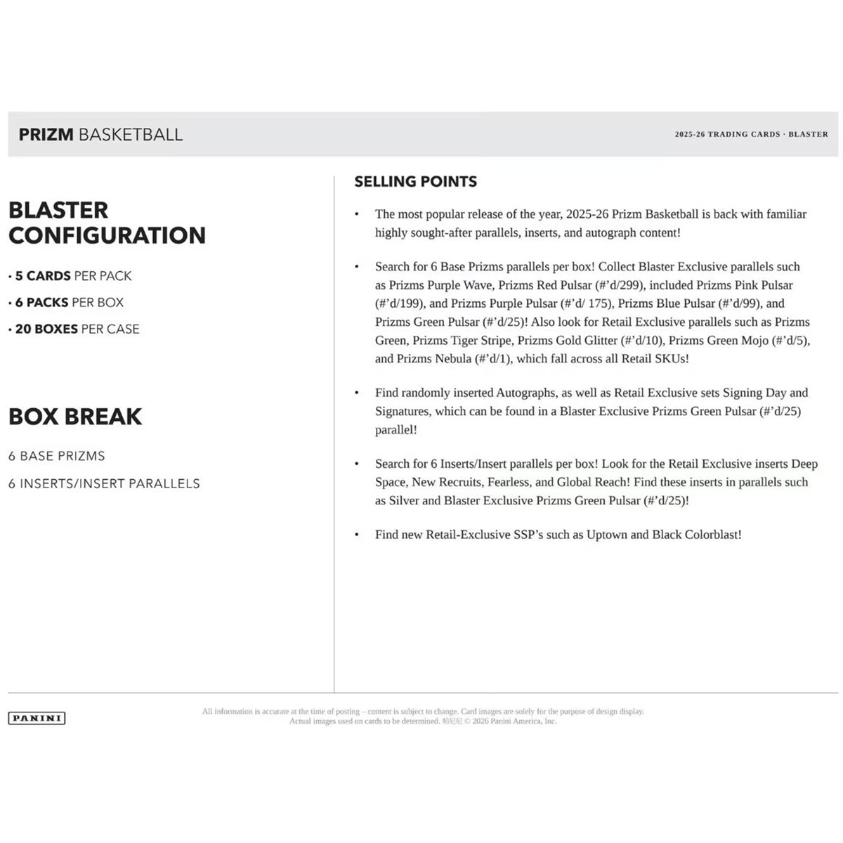 2025-26 Panini Prizm Basketball Blaster Box