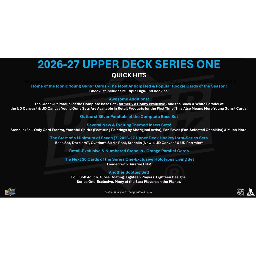 2026-27 Upper Deck Series 1 Hockey Blaster Box
