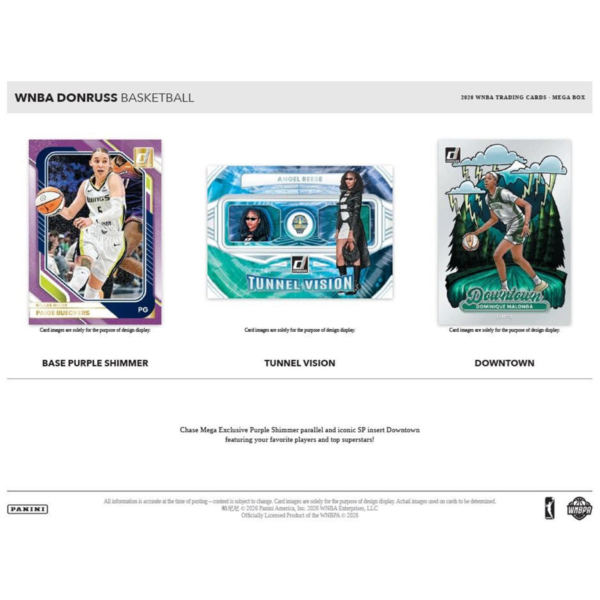 2026 Donruss WNBA Basketball Mega Box – New! Look for the Ultra-Rare Downtown Inserts