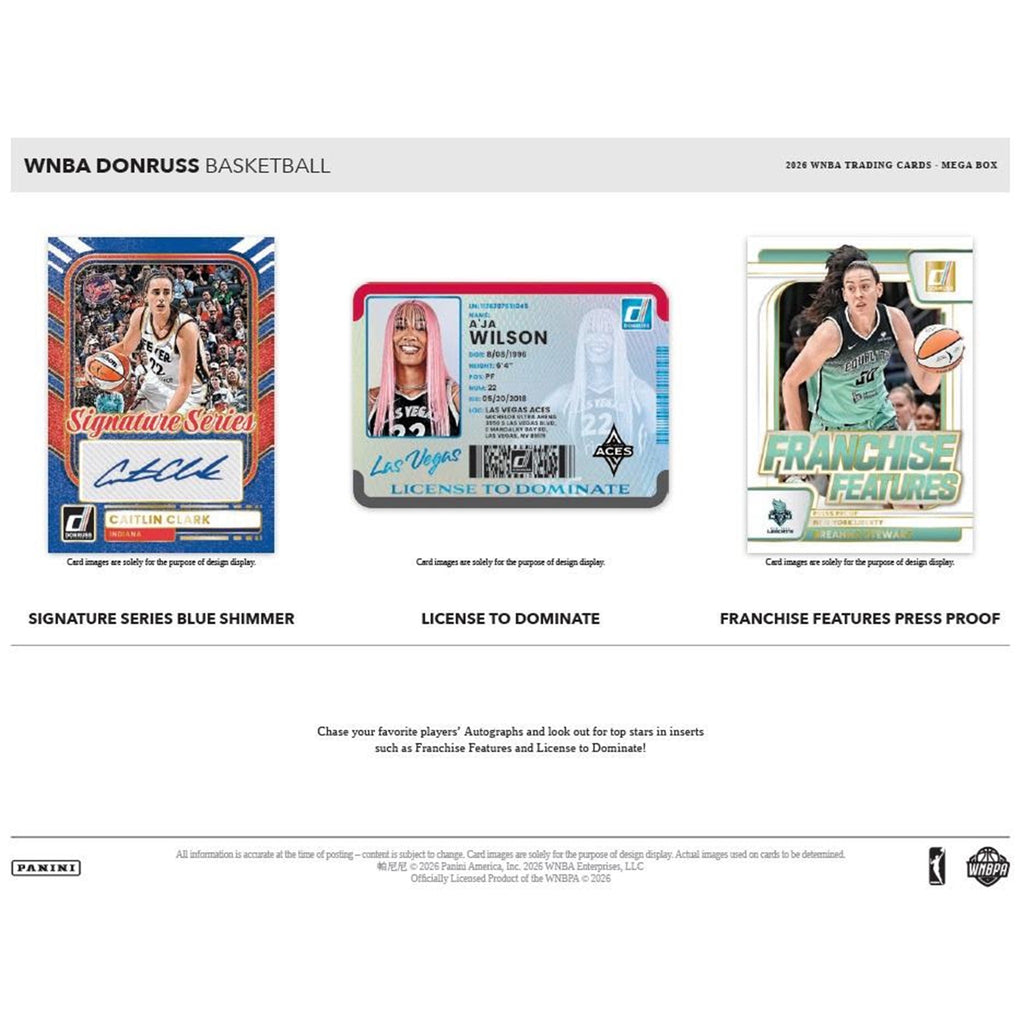 2026 Donruss WNBA Basketball Mega Box – New! Look for the Ultra-Rare Downtown Inserts