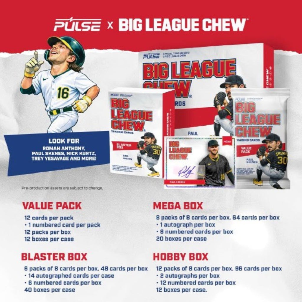 2026 Pulse Big League Chew Baseball Hobby Box - 2 Autographs Per Box, On Average